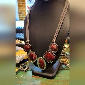 Vintage Silver and  Cranberry/Brown insert